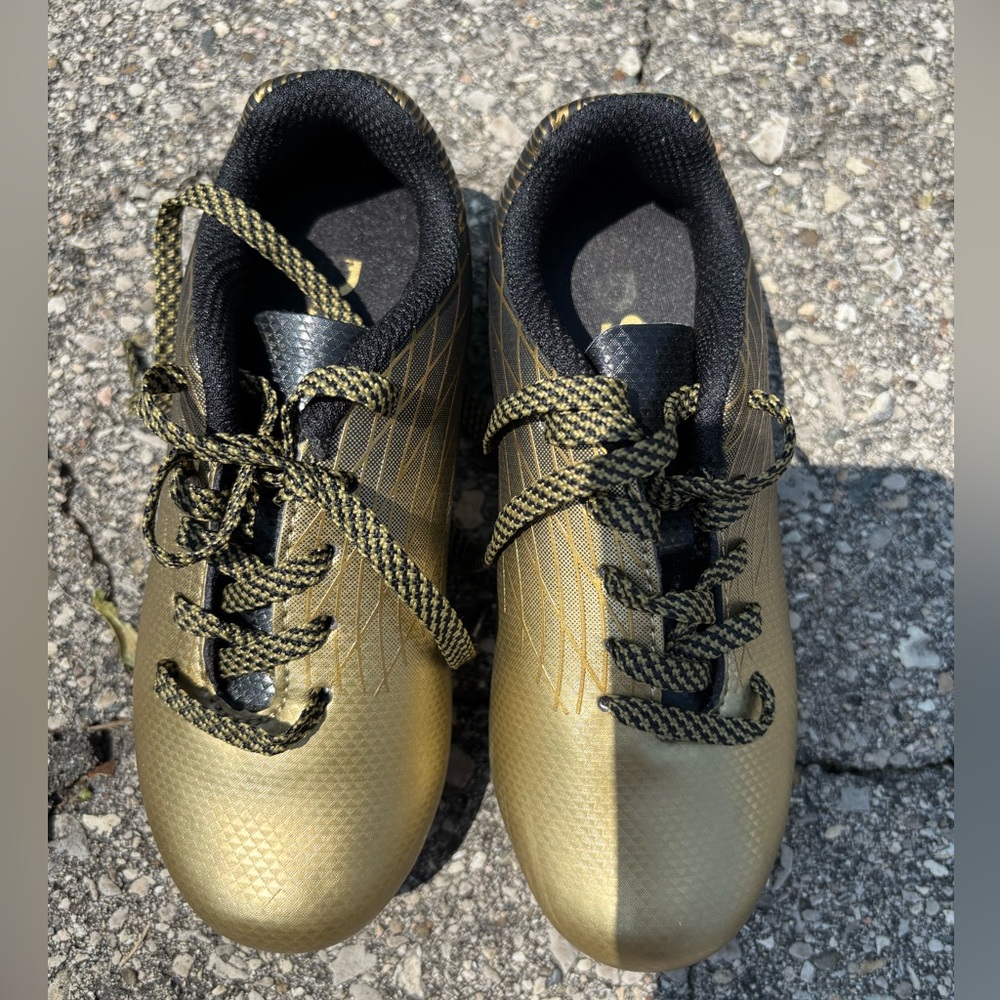 Gold and Black Kids Soccer Cleats Size 10